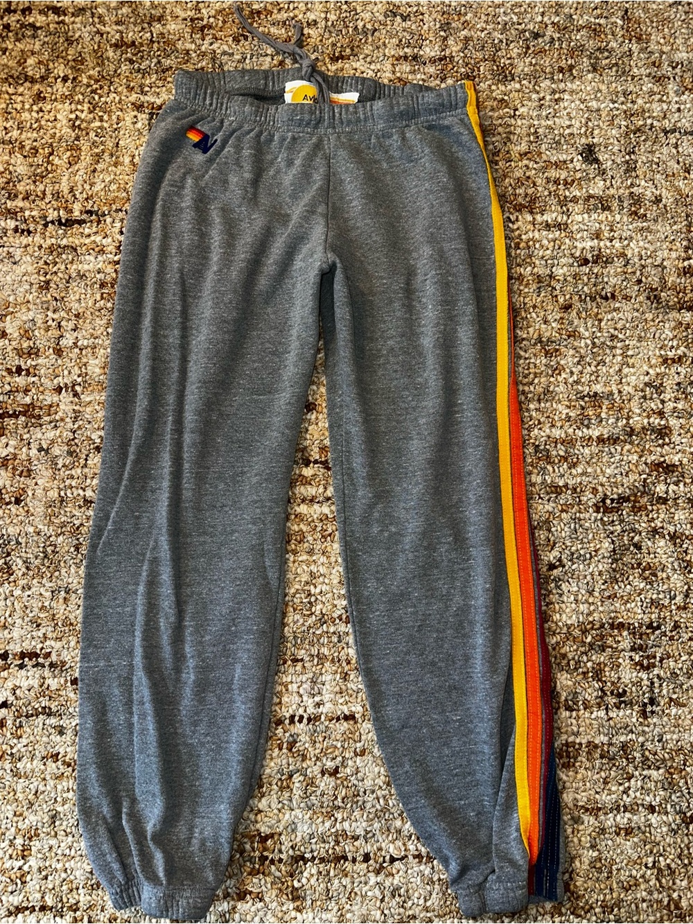 Aviator Nation Gray Joggers with Rainbow Side Stripes - Picture 2 of 6